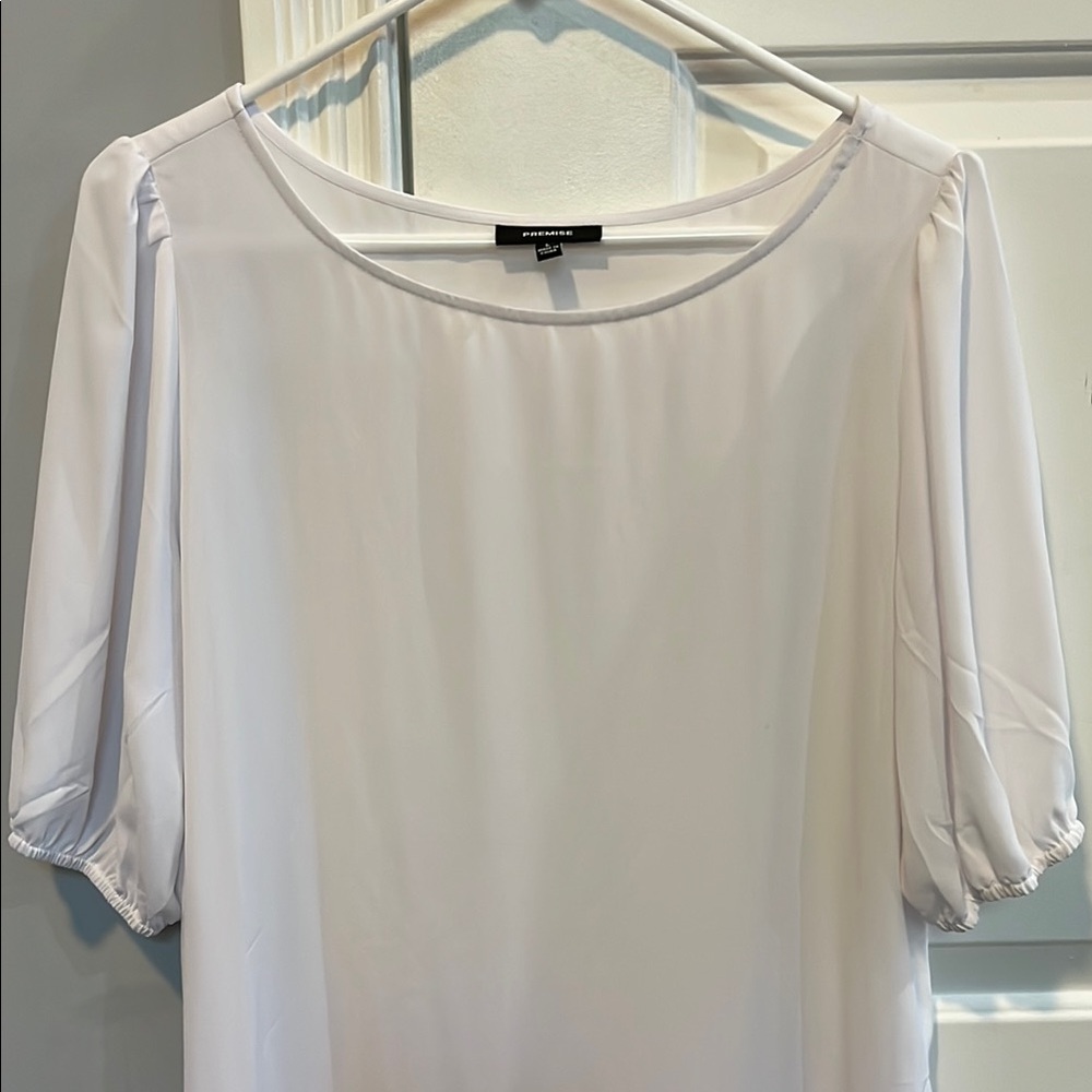 Premise Cream 3/4 Sleeve Relaxed Blouse